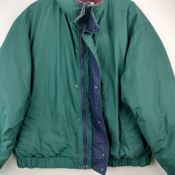 Eddie Bauer Goose Down Jacket Men Sz XL Green Winter Puffer Bomber Ski Coat Zip - Picture 5 of 16